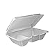 Dart 205HT2, 9x6x3-Inch Performer White Two Compartment Foam Container with a Removable Hinged Lid, Carryout Food Disposable Containers (50)