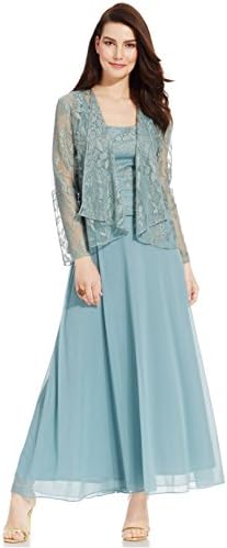 Patra Sleeveless Metallic Lace Gown and Jacket, 2PCS, Spearmint, 10