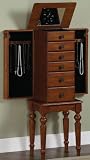 Powell Lightly Distressed Deep Cherry Jewelry Armoire