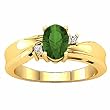 14K Yellow Gold Tsavorite (Green Garnet) and Diamond Ring