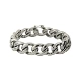 Men's Stainless Steel Large Polished Curb Link Bracelet, 8.5