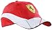 Diese tolle SCUDERIA FERRARI Kappe von PUMA besteht aus 100% Baumwolle und hat ein zus�tzlich wei�es 
Baumwolle-Futter. Sie hat dadurch einen hervorragenden Tragekomfort und ist von h�chster Qualit�t. 
Das Ferrari Logo vorne und das Puma Logo hinten zieren die Cap. Auf dem wei�en Schild sind die 
italienischen Nationalfarben angebracht. Seitlich befinden sich wei�e Streifen. Durch den Metallclip 
kann man die Gr��e schnell und bequem verstellen. Auf der roten Metallschlie�e ist das Puma Cat Logo 
aufgestanzt. Es handelt sich bei dieser Cap um einen original lizenzierten Merchandising Artikel aus 
der aktuellen FERRARI Formel1 Kollektion.