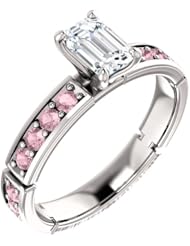 Platinum Emerald Cut White and Pink Diamond Ring -- LIFETIME WARRANTY