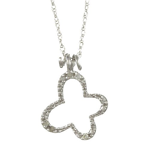 White Gold Diamond Butterfly Pendant Necklace (G-H - I1-I2)