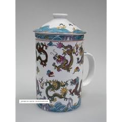 Teebecher + Sieb & Deckel � 7,5cm H 14cm "neun Drachen"