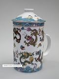 Teebecher + Sieb & Deckel � 7,5cm H 14cm "neun Drachen"