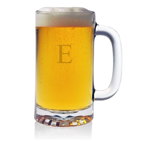 Susquehanna Glass Monogrammed E Pub Beer Mugs, Set of 4 