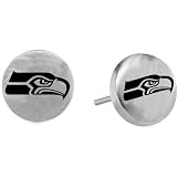Team Titanium Seattle Seahawks Steel Button Logo Earrings