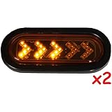 2 Amber Sequential Oval LED Light Sealed 6 7/16" Oblong Arrow Turn Signal Kit with Grommet Plug Truck Trailer RV 35101-1AK