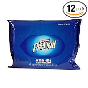 Prevail Washcloths, Large, Refill Pack, 48 Washcloths (Pack of 12)