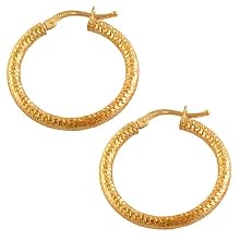 14 Karat Rose Gold Diamond-Cut 3x25mm Polished Hoop Earrings