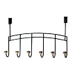 Over-the-Door 6-Hook Rack with Wood Knobs