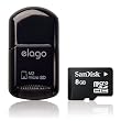 ELAGO Mobile Micro SD & M2 Reader (Black) + Sandisk 8GB Microsdhc Memory Card