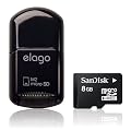 ELAGO Mobile Micro SD & M2 Reader (Black) + Sandisk 8GB Microsdhc Memory Card