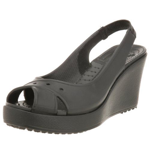 crocs Women's Farrah Wedge Sandal,Black/Black,4 M US