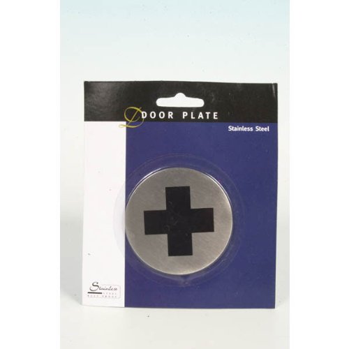 Türschild, für Erste Hilfe Kasten / Raum + Co, Tür Schild Edelstahl, Rückseitig mit Klebestreifen, BE-67571