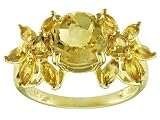 2.64CTW CITRINE FLOWER DESIGN 18KT OVER STERLING SILVER RING