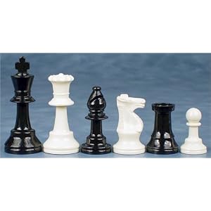 Value Club Plastic Chess Set in Black and Ivory - 3 3 4 King by 