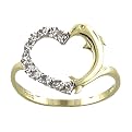 10K Yellow Gold Diamond Dolphin and Heart Ring - 7