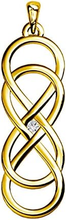 Medium Diamond Double Infinity Symbol Charm, .02 CT, Best Friends Forever Charm, Sisters Charm, 6.5mm x 19.5mm in 18K yellow gold