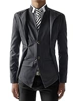 TheLees Mens Slim Fit Double Collar 2 Button Jacket