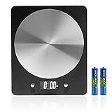キッチンスケール 高精度1g単位/5kgまで ステンレス皿 デジタルスケール 風袋引き/オートオフ機能、単4電池2本、クリーニングクロス、日本語説明書付き