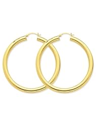 14k Yellow Gold Polished 5mm Tube Hoop Earrings. Gold Wt- 11.21g. 60mm Diameter