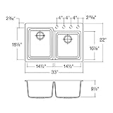 JULIEN Q100 066010 Topmount Brown Quartz Double Bowl Kitchen Sink 14,5''x18,13''x9,5'' (Left) & 14,5''x16,13''x9,5'' (Right)