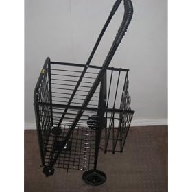 Black shopping folding Cart with double basket - size SMALL