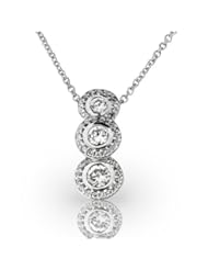 14KT White Gold Gorgeous Graduated Halo Diamond Pendant with Round Brilliant Diamonds. 1 CTW