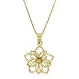 18k Gold Plated Sterling Silver Girl's Double Flower Pendant, 13-15