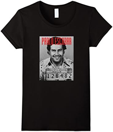 Women's Pablo Escobar mugshot T shirt Large Black
