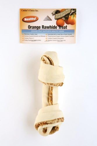 Healthy Real Orange Fruit 8-9" Rawhide Dog Bone 1pk.