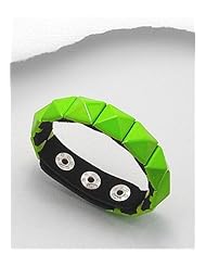 Lawn Green Plastic Colored Enamel Bracelet In White Base