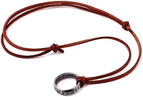 Danald 2016 New Style Fashion Retro Boy Girl Uncharted Nathan Drake's Ring Pendant Necklace Ring Necklace Pendant for mens (Brown PU leather)