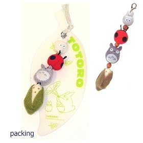 4 pieces Totoro characters on a string zipper pull
