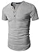 Doublju Mens Fashion Henley Short Sleeve Slim Fit Shirts