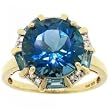 14K Gold (Yellow) Ring with 9.5 cttw Blue Topaz and .08 cttw Diamonds