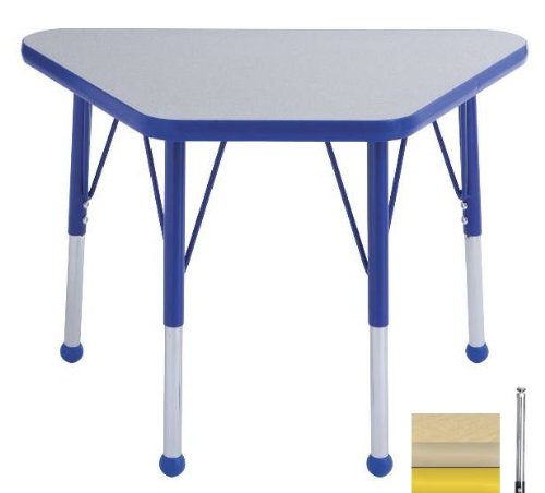 Early Childhood Resource ELR-14118-MMYE-SS 18 in. x 30 in. Maple Adjustable Learning Table with Maple Edge and Yellow Standard Leg Nylon Swivel Glides