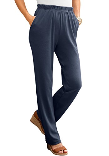 Roamans Women's Plus Size Petite Classic Soft Knit Pants