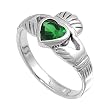 Sterling Silver Ring - Emerald CZ Heart - 12 mm x 3 mm, Sizes 6-9 Sterling Silver Ring - Emerald CZ Heart - 12 mm x 3 mm, Sizes 6-9