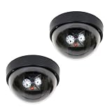 VideoSecu 2 Dummy Faked Imitation Security Camera with Flashing Light LED Cost-effective Security CCTV Simulated Dome Camera 1RM