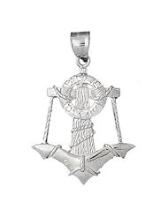 Clevereves 14K White Gold Pendant Two Tone Anchor and Life Savor 8.2 - Gram(s)