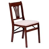 Urn Back Wood Folding Chairs with Upholstered Seat in Fruitwood