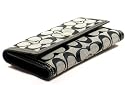 Authentic Coach Hampton Signature Checkbook Wallet 42986 Black/White