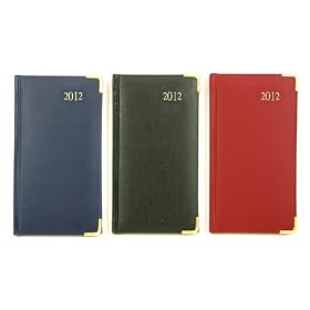 Leather Effect 2012 Slim Size Pocket Diary Week To View - With Metal Corners