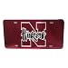 University of Nebraska Lincoln UNL Cornhuskers- Red Acrylic License Plate w/Classic Nlogo design