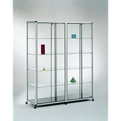 Doppelstandvitrine Mod.16A-Rot, Ma�e:149x42x180 cm