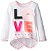 adidas Little Girls' Long Sleeve Girly Tee Shirt, White/Pink, 6X