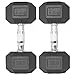 Rubber Coated Hex Dumbbell Weights Training Set w/ Rack 5 - 25 lb Titan Fitness